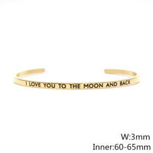 I Love You to The Moon and Back Text Cuff Bracelet Stainless Steel Bracelet 60X3mm