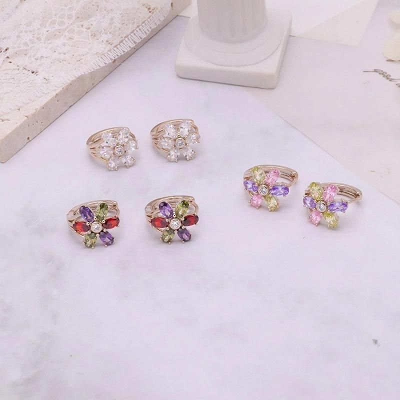 Colorful Zircon Inlaid Gold-Plated Jewelry Earrings