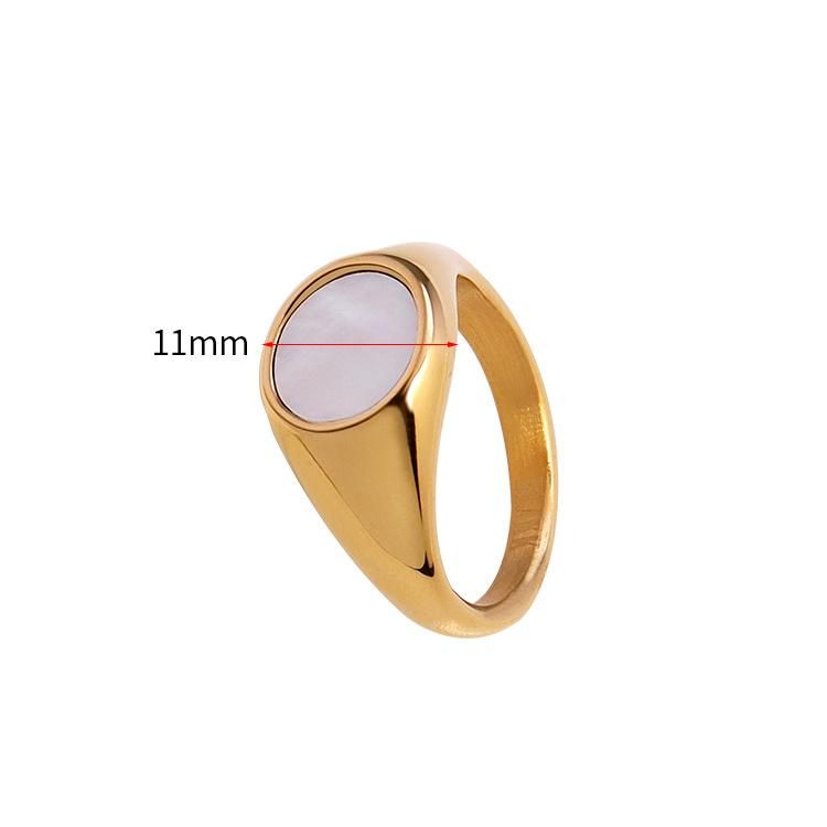 White Shell Gold Stainless Steel Hip Hop Geometric Gift Luxury Finger Plated Wedding Ring Jewelry Woman