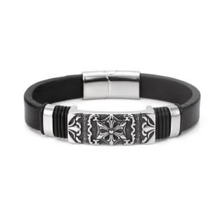 Fashion Design Men Charm Stainless Steel &#160; Accessory Wristband Leather Bracelet