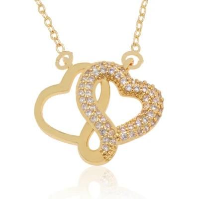 Wholesale Pave 18K Zircon Heart Shape Fashion Jewelry Necklace