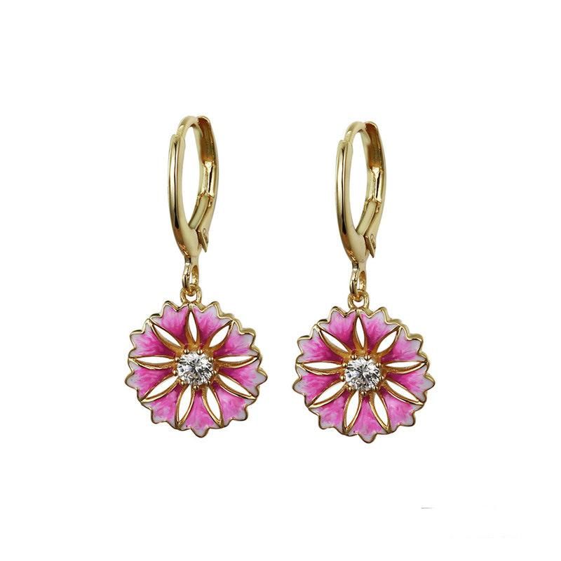 925 Sterling Silver Fan-Shaped Enamel Earring