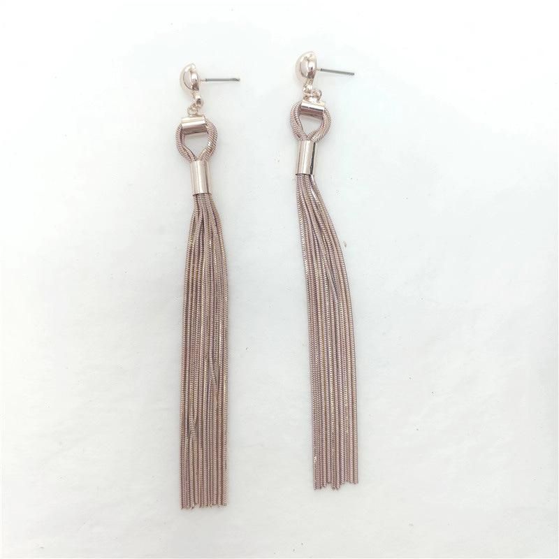 Fashion Jewelry Rose Gold Plated Fancy Bicolour Long Tassel Chain Earring for Women Accessories