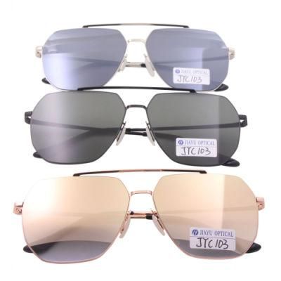 Fashion Polarized UV400 Protection Double Bridge Unisex Metal Sunglasses