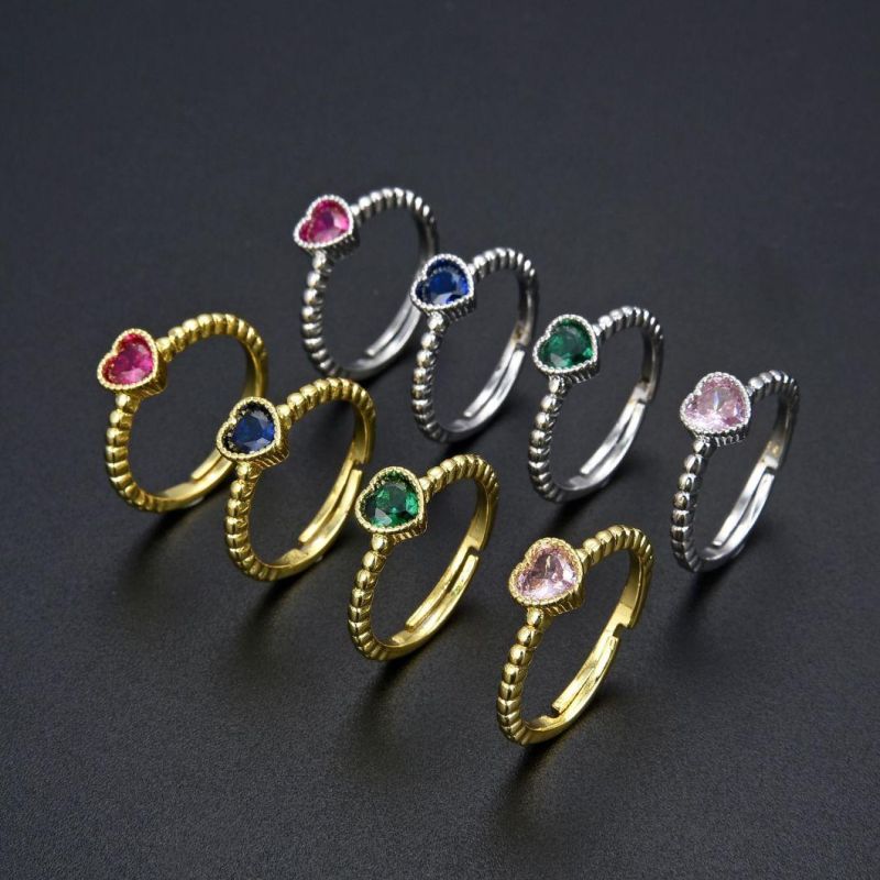 Billed Zircon CZ Color Drill Opening Adjustable Ring