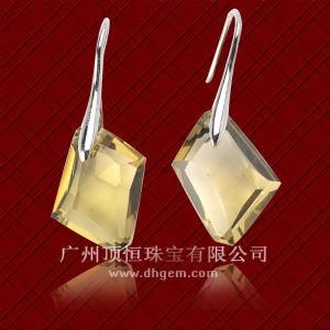 2014 New Products 925 Sterling Silver Jewelry Earrings with Citrine Stone Wholesale Price