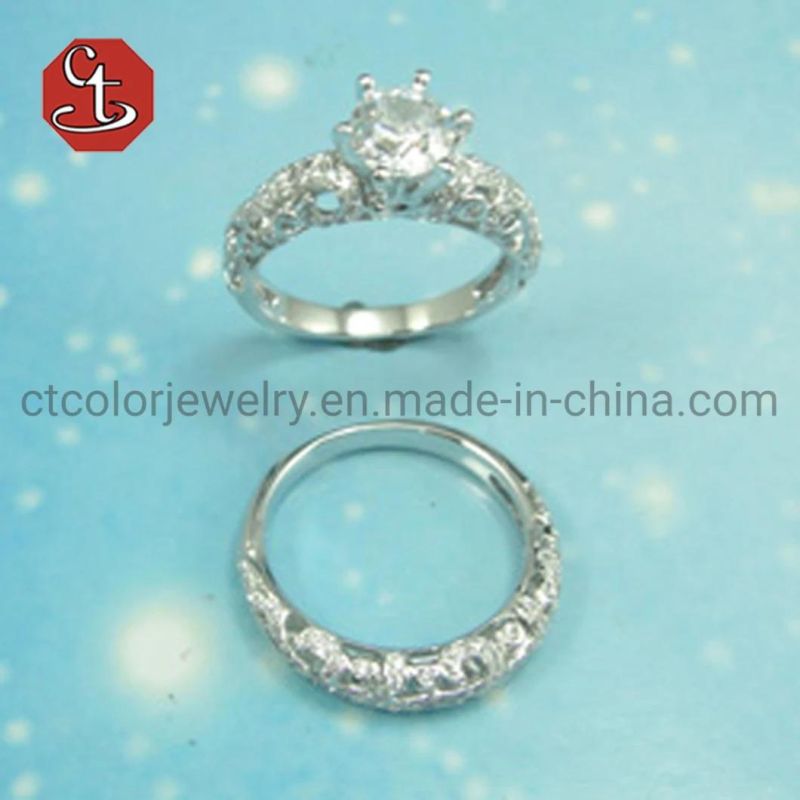 2 PCS/Set Zircon Engagement Rings for Women Wedding Rings Female Diamond Jewelry Chic Accessories Gift