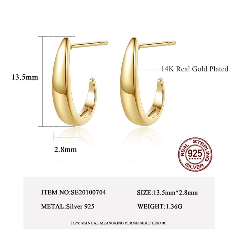 925 Sliver Plain Gold Large Square Hoop Earrings Statement