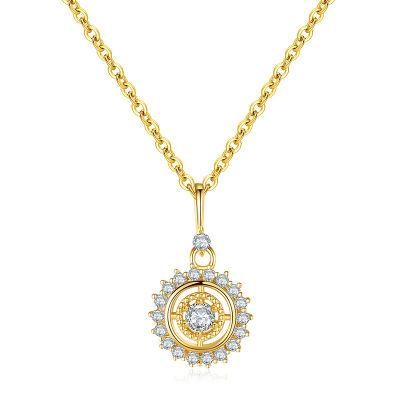 925 Sterling Silver Vintage Sun Flower Pendant Necklace Women Fashion Wedding Party Fashion Jewelry