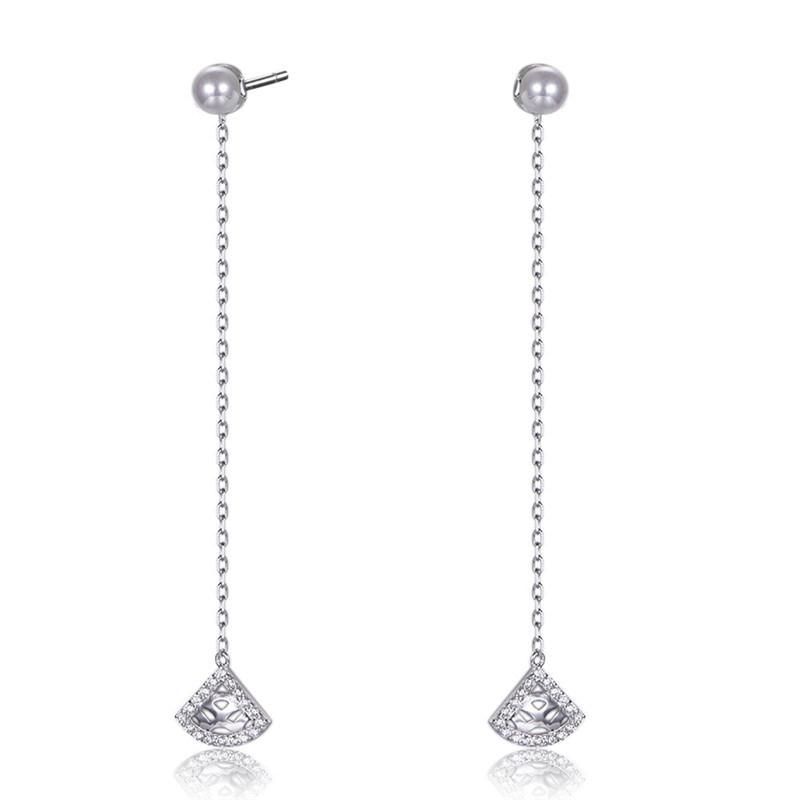 Silver and Brass White Shell Pearl Star Drop Earring for Women