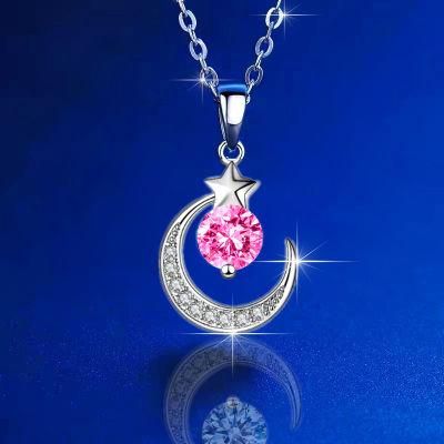 Fashion Women&prime;s Set Diamond Star Moon Condole Pendant Necklace