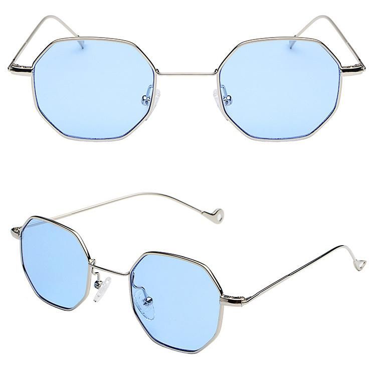 Hot Sell Men and Wome Fashion Retro Colorful Metal Frame Eyewear Small Square Octagonal UV400 Sunglasses