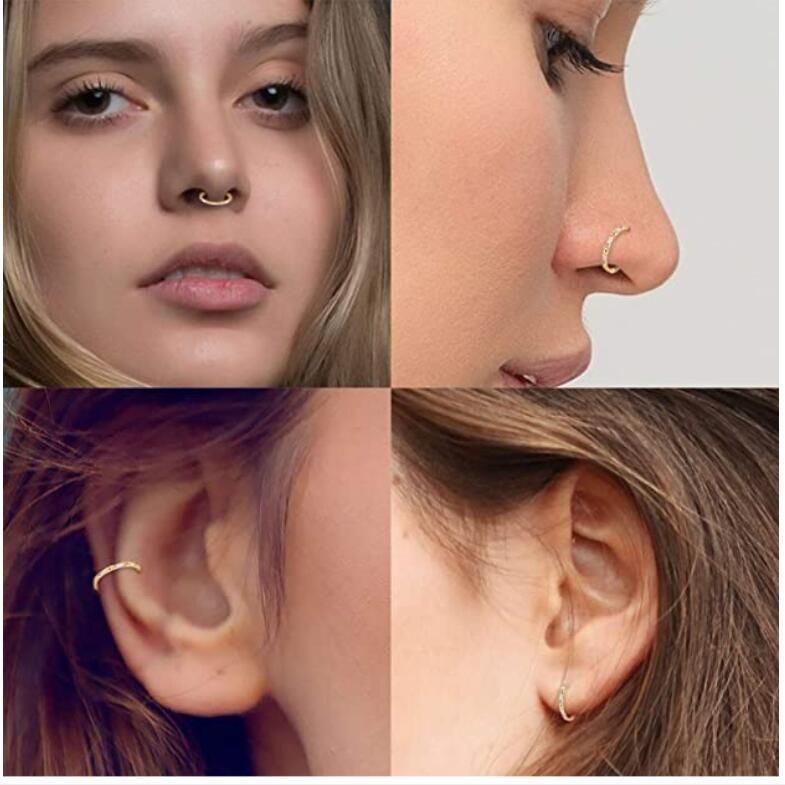 Hypoallergenic Surgical Stainless Steel Jewelry Piercings Hinged Nose Hoop Nose Rings Segment Clicker