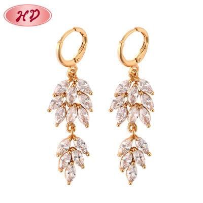 Wholesale Fashion Ladies Round-Shape Drop Earrings with Cubic Zirconia