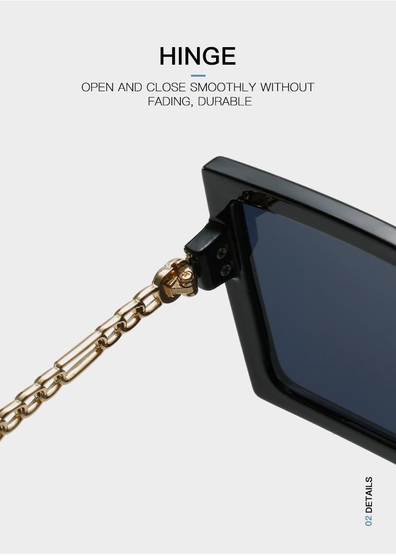 Glasses for New Retro Frame Sunglasses Female Chain Type Metal Temple Sunglasses Cross-Border Foreign Trade Glasses