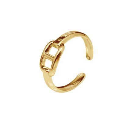 Manufacturer Customized Fashion High Quality Non Fading Gold Plated Jewelry Wholesale Ring Stainless Steel Adjustable Ring