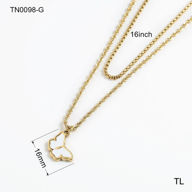 Manufacturer Custom High Quality Fashion jewellery Women Stainless Steel 18K Gold Plated No Fade Necklace