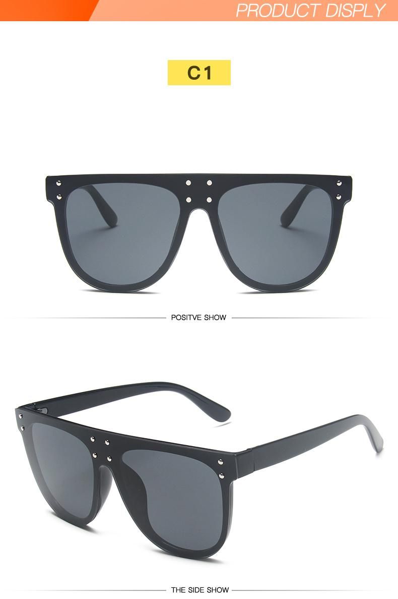 One-Piece Big Frame Sunglasses Fashion Rivet Colorful Mercury Sunglasses