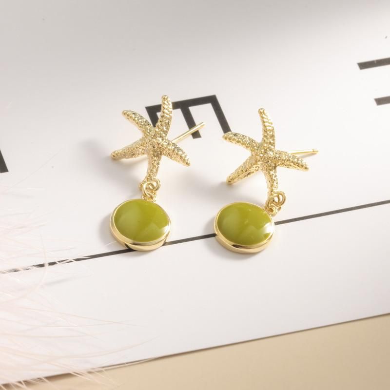 925 Silver Needle Starfish Short Earrings