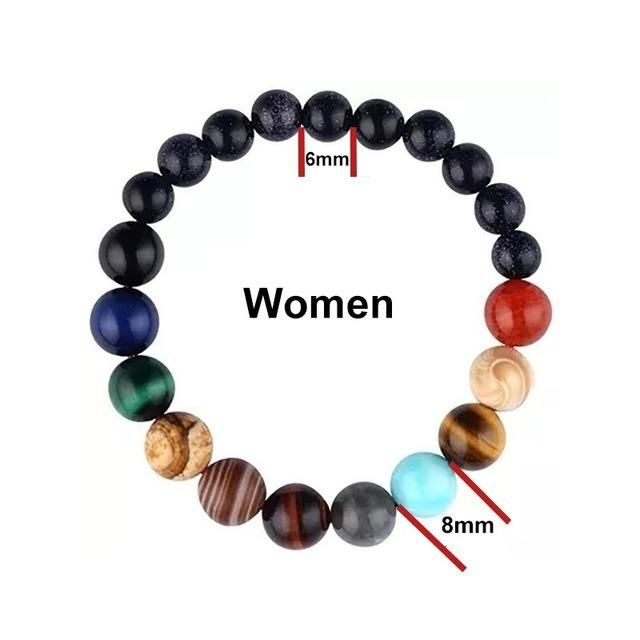 Men Women Fashion Jewelry Eight Planets Natural Stone Beads Bracelet