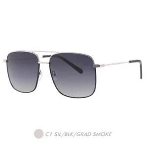 New Fashion Metal Sunglasses, Double Brigde Square Frame M9009-01