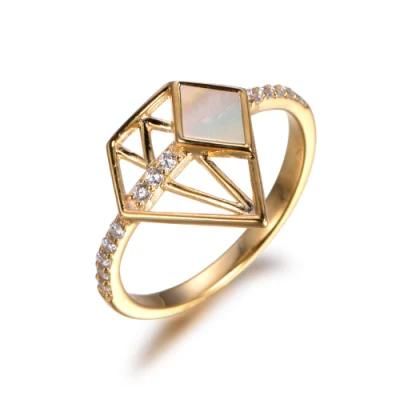 Special 925 Sterling Silver with Shell Hollow Diamon Shape Ring