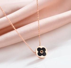 Wholesale Women Anti Rust Clover Pendant Rose Gold Plated Stainless Steel Necklace Jewelry