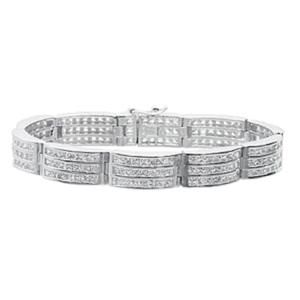 Sterling Silver Wide Band Cubic Zirconia Eternity Tennis Bracelet