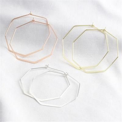 Fashion Delicate Octagonal Hoop Earrings in Rose Gold Gold Silver