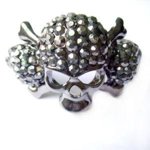 Casted Skull/Gunmetal Crystal Bangle (SS15321BA)