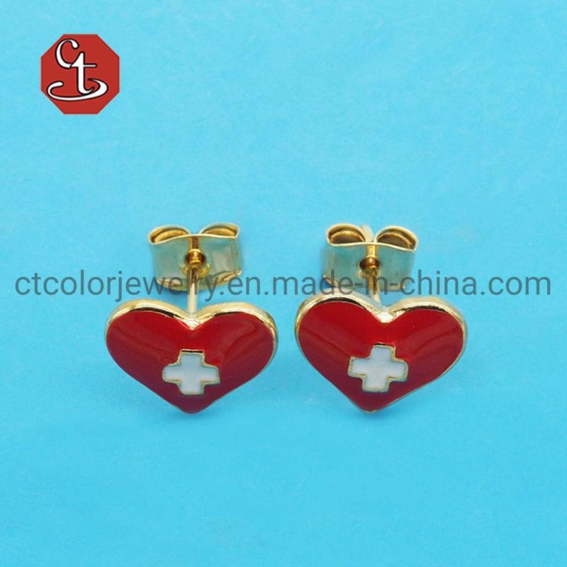 Popular Holy Cross Silver Earring 14K Color Heart Love Earring Fashion Sterling 925 Silver Jewelry