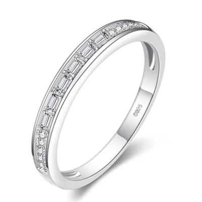 Cubic Zirconia Half Eternity Channel Set Wedding Band 925 Sterling Silver Rings Wholesale