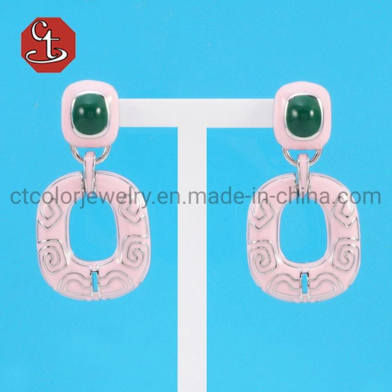Fashion Enamel Silver or Brass Earrings Wholesale Jewelry Silver
