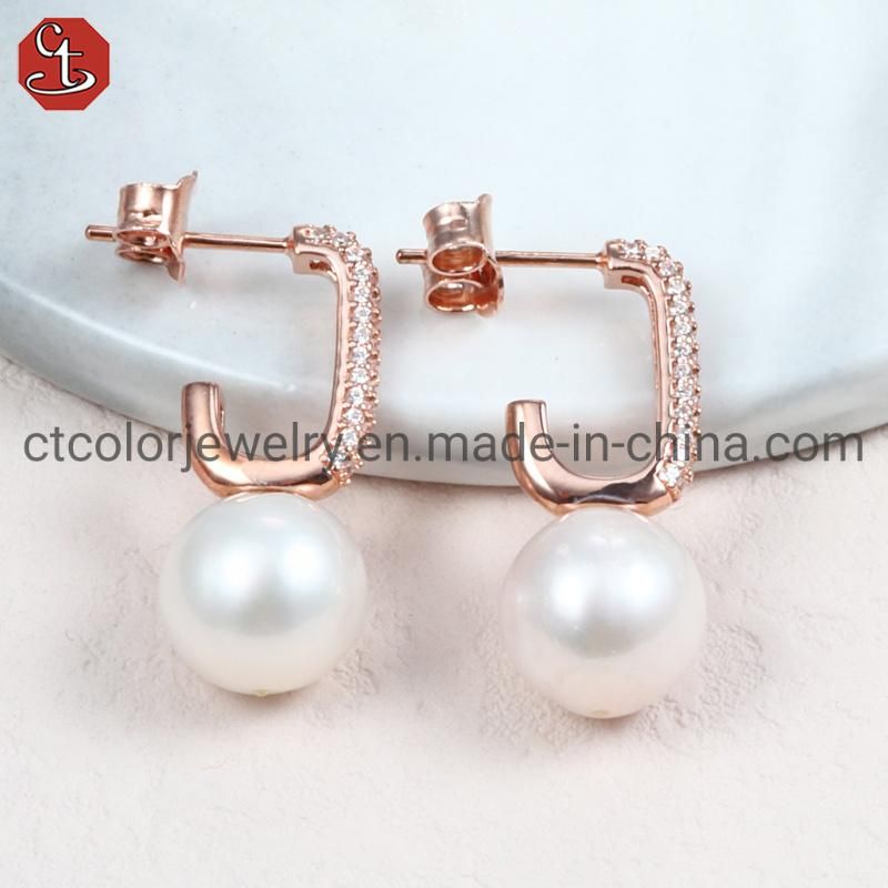 Wholesale Cheap Price 925 Sterling Silver Handmade Earring Fashion Jewellery Pearl Earring for Women Decoration
