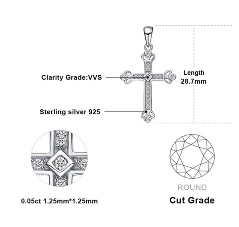 925 Sterling Silver Jewelry Crown Cross Heart Cubic Zirconia Pendant Fashion Jewelry Wholesale