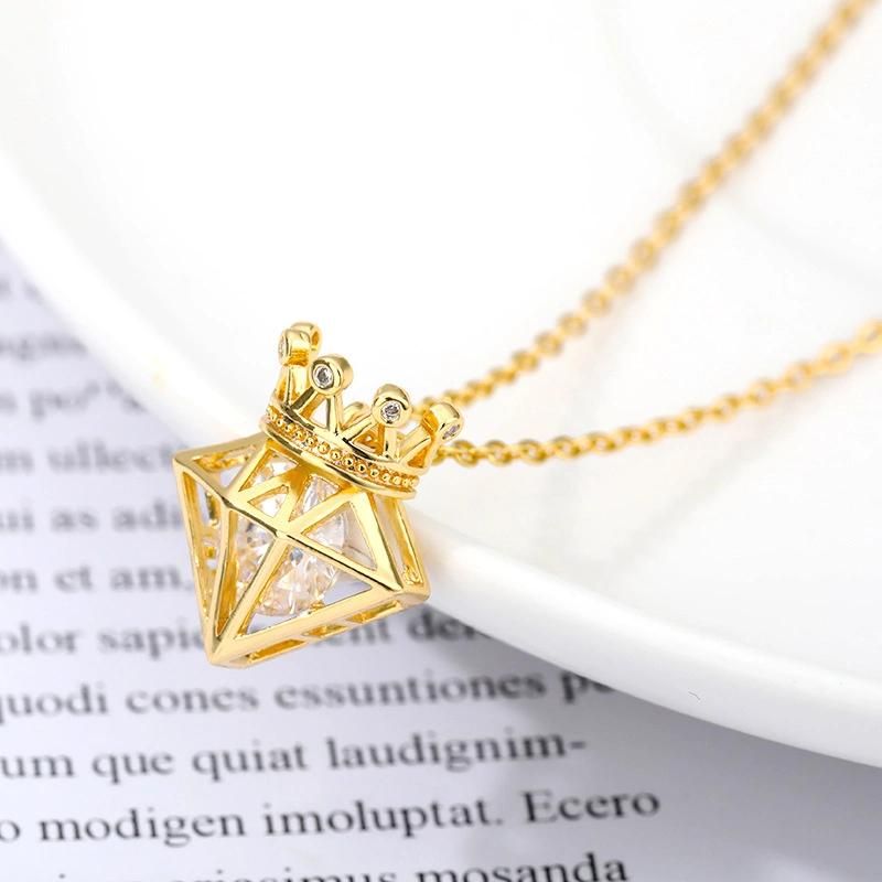 Fashion Diamond Chomel Zircon Crown Women Necklace Jewelry