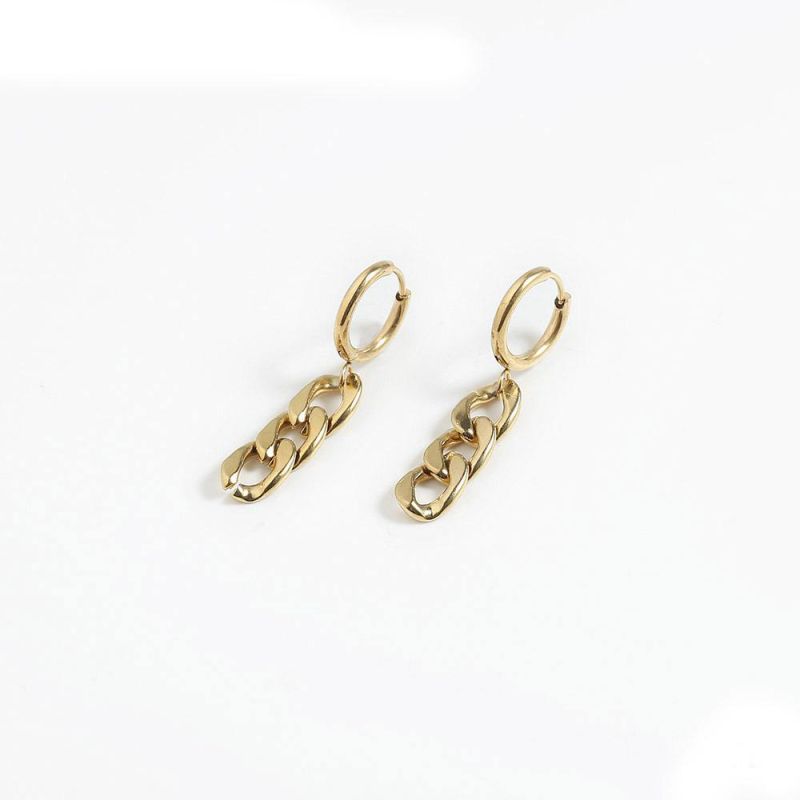 Manufacturer Custom Good Quality Fashion jewellery Wholesale Women Link Earring 18K Gold Plated Stainless Steel Trendy Chain Earrings