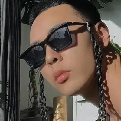Sunglasses Retro Literary Sunglasses Bright Black Plain Face Fashion Wear Sunglasses