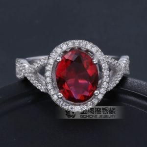 Ruby Fine Gemstone 18k White Gold Plated Dainty Ring