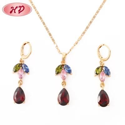 Fashion 18K Gold Plated CZ Crystal Jewelry Chain Sets for Women