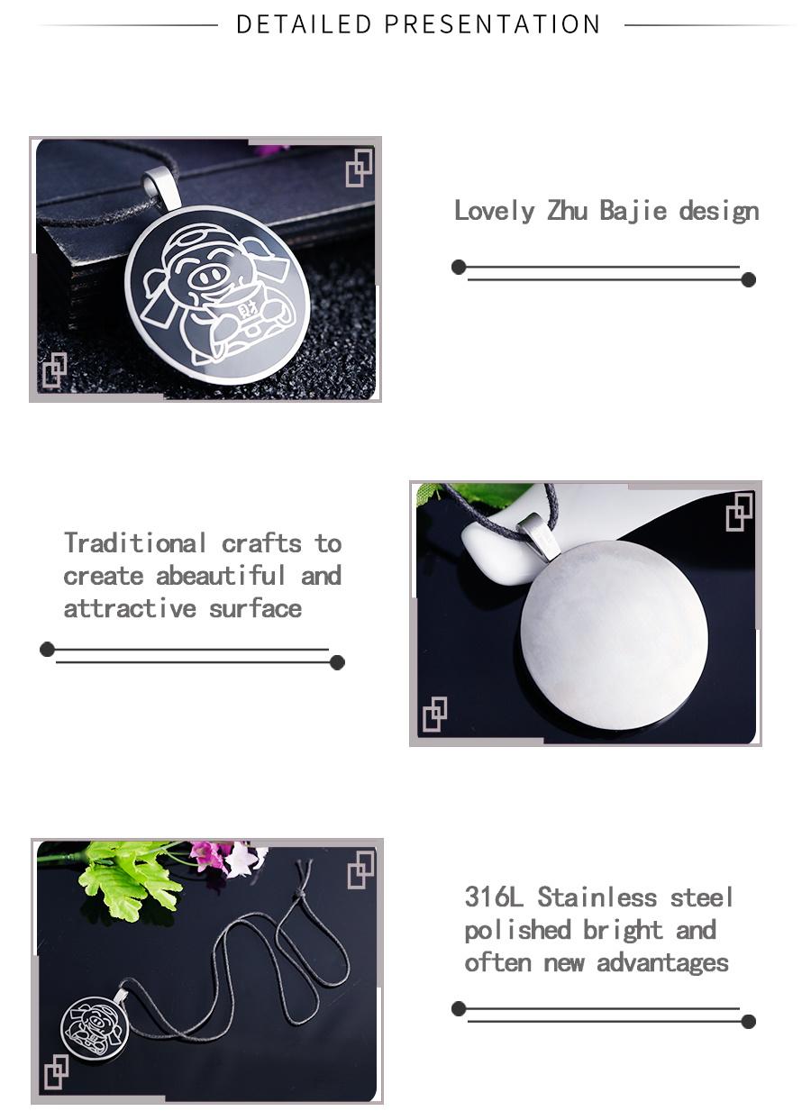 Foreign Trade China Titanium Steel Necklace Creative Fortune Pig Pendant
