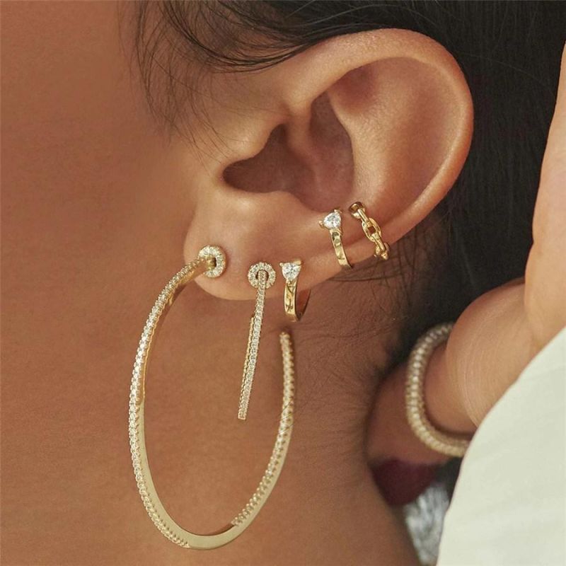 Big Hoop Earring with Cubic Zircon Fashion Jewelry