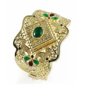 Green Stone Fashion Jewelry Bangle (A04509B1W)
