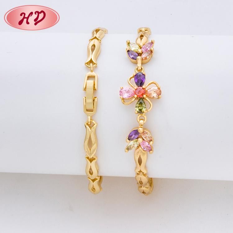 Wholesale 2020 New Fashion Design Dubai 18K Gold Plated Zircon Jewelry Bracelet for Women Girls