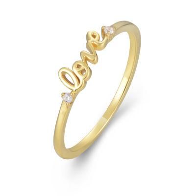 Vendor Zirconia Stackable 14K Gold Plated 925 Silver Love Words Ring