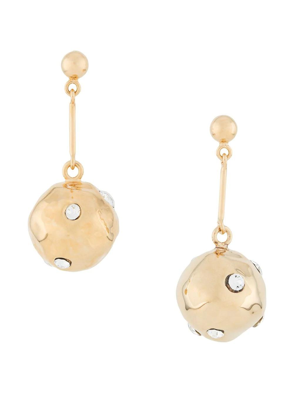 Fashion Metal Ball with Diamond Temperament Earrings Jewelry