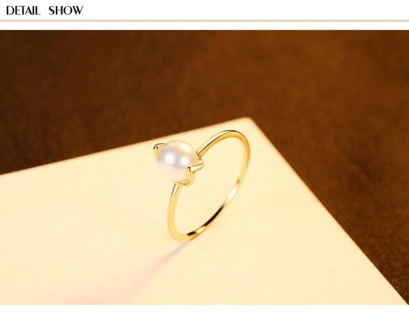 Sterling Sliver 925 Thin Finger Ring with Pearl