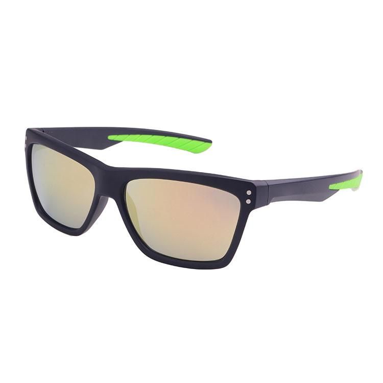 Matte Black Frame Mirrored Lens Sports Sunglasses