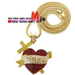 Iced out Father Red Heart &amp; Cross Alloy Pendant Fashion Jewelry (MP841)