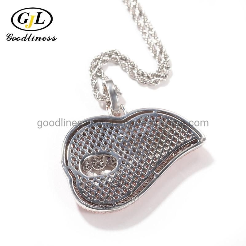 Hip-Hop Jewelry Pink Lips with Gold Teeth Pendant Necklace